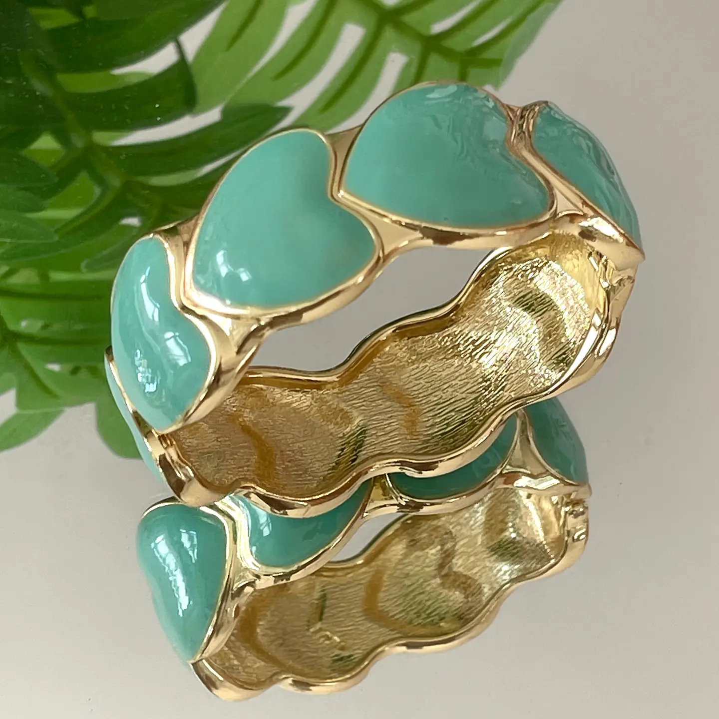 Maxi brazalete Corazones Turquesa Gold 4