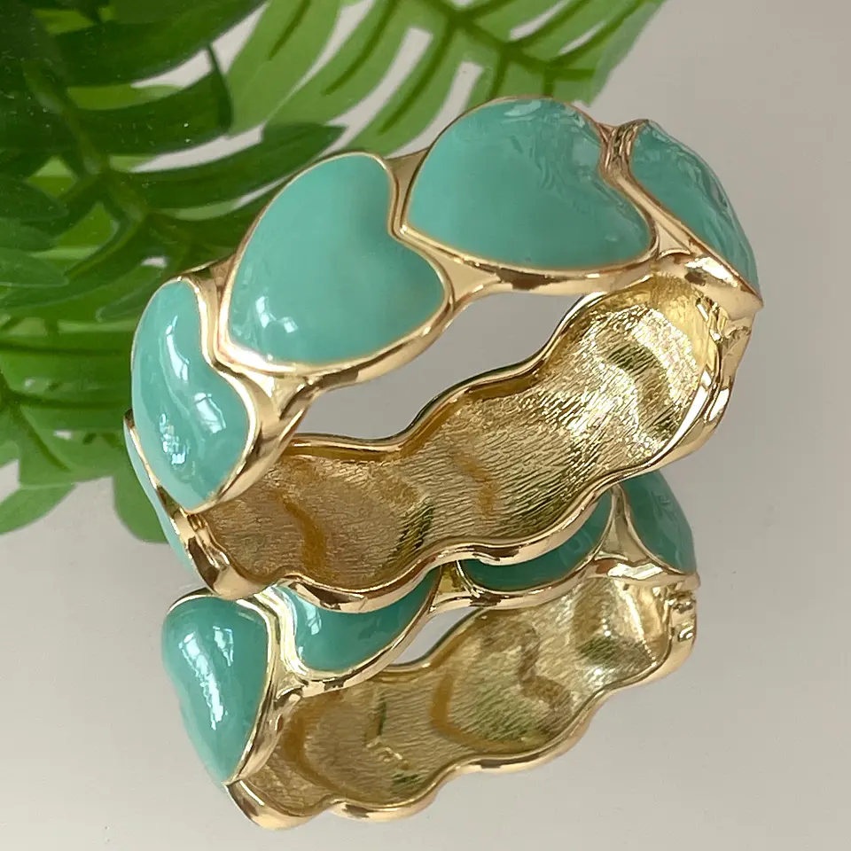 Maxi brazalete Corazones Turquesa Gold 4