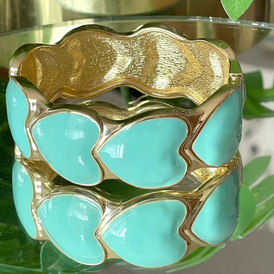 Maxi brazalete Corazones Turquesa Gold 1