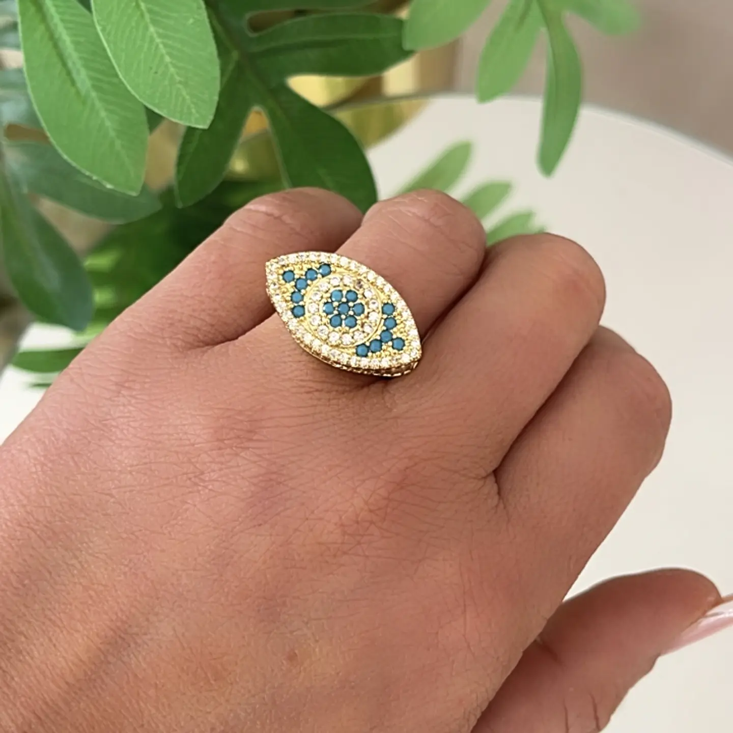 Maxi anillo Ojo Turco Turquesa Gold Circones   2