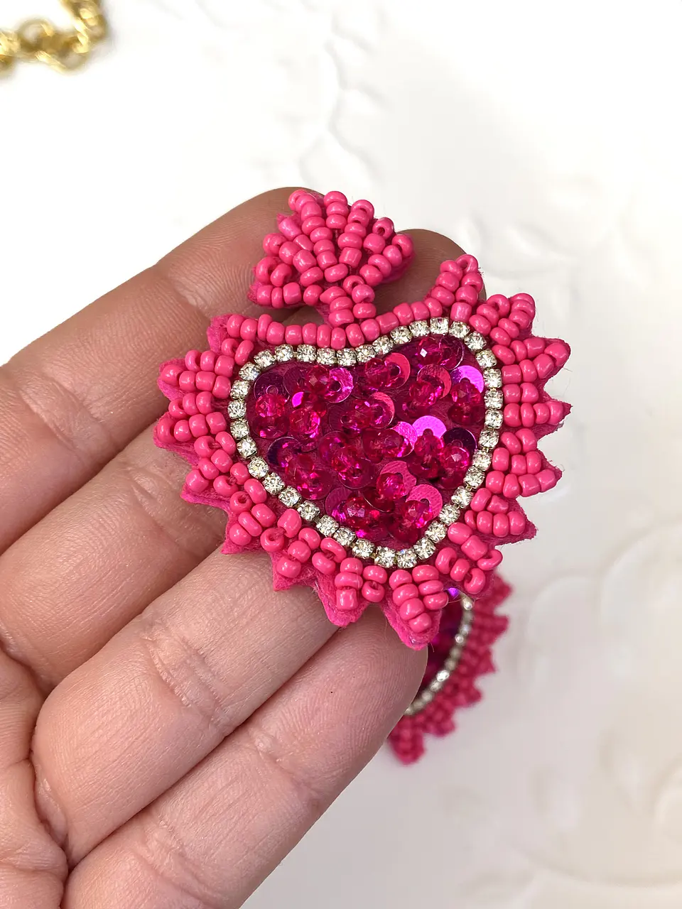 Maxi Aros Corazón Detente Miyuki Fucsia Gold 4