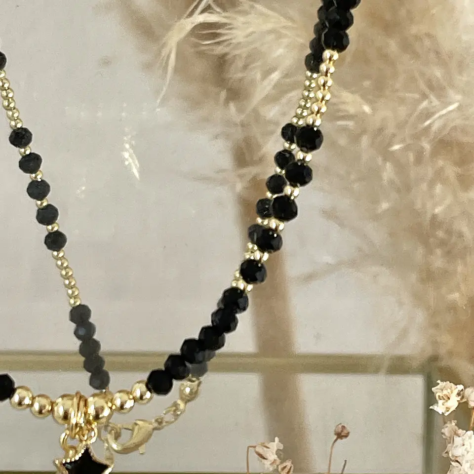 Collar Estrella Circones balines y cristales facetados black 6