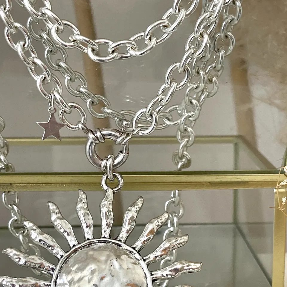 Collar XL Maxi Sol eslabones ovalados Silver 5
