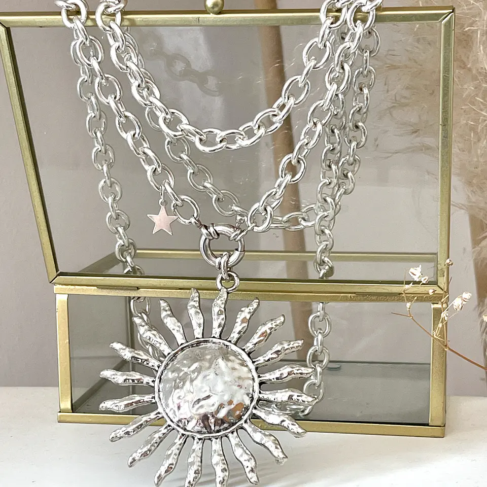 Collar XL Maxi Sol eslabones ovalados Silver 2