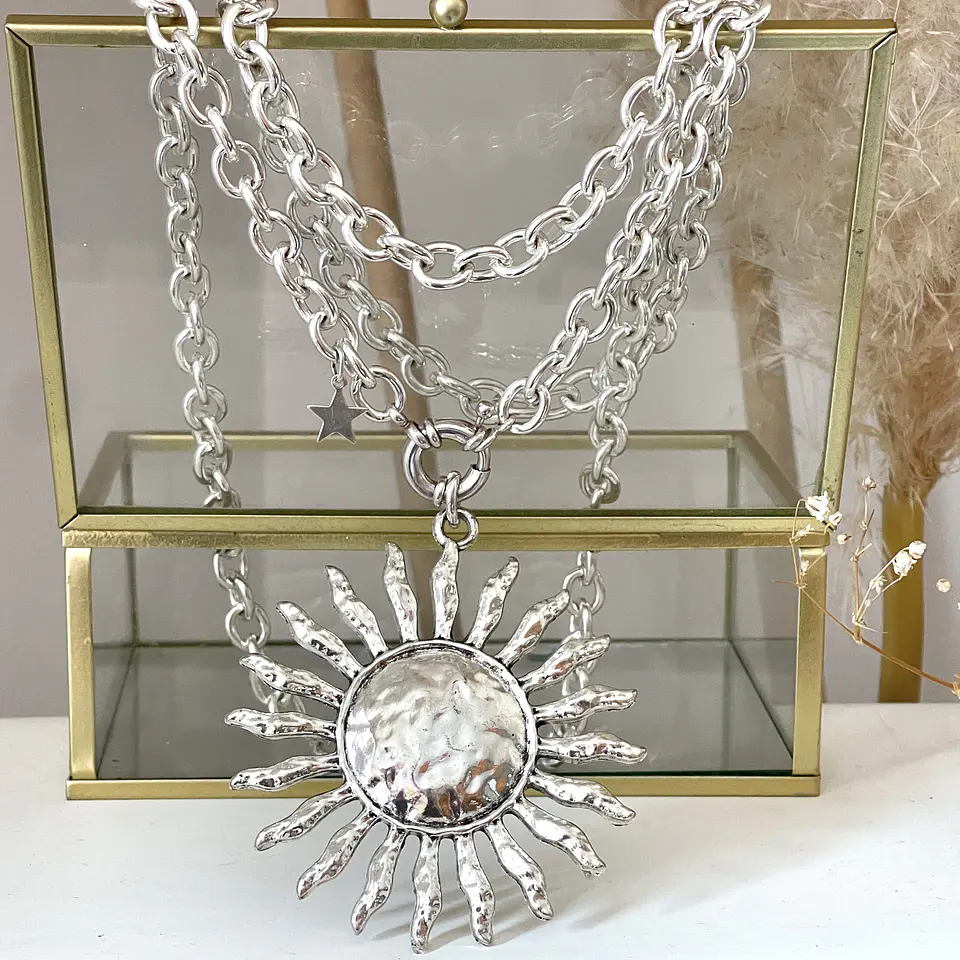 Collar XL Maxi Sol eslabones ovalados Silver 6