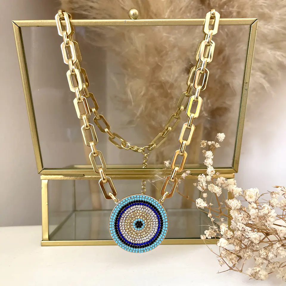 Collar Medallón Ojo Turco Circones Gold 2