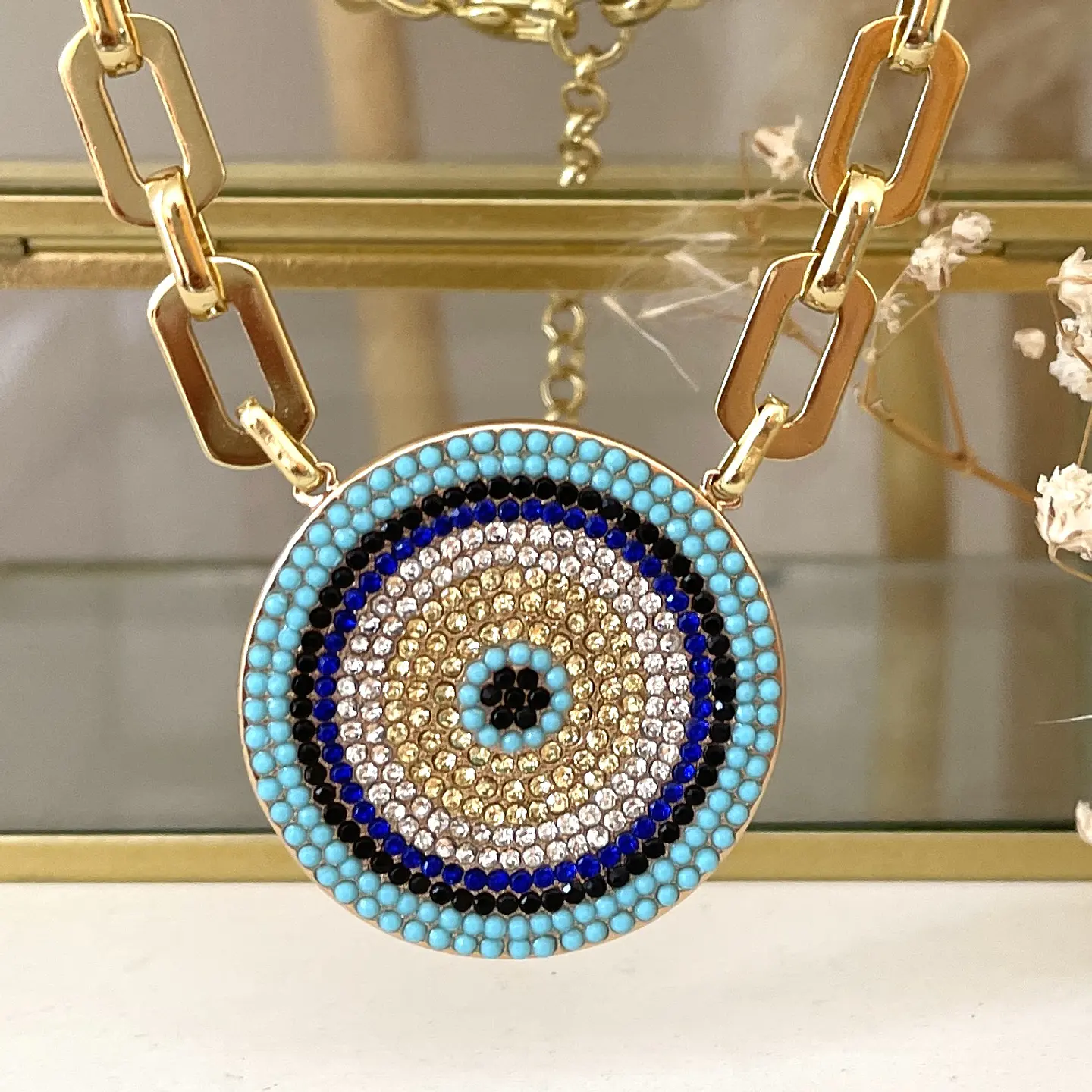 Collar Medallón Ojo Turco Circones Gold 3