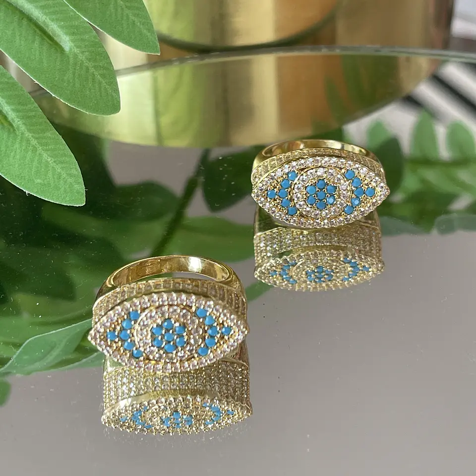 Maxi anillo Ojo Turco Turquesa Gold Circones   1
