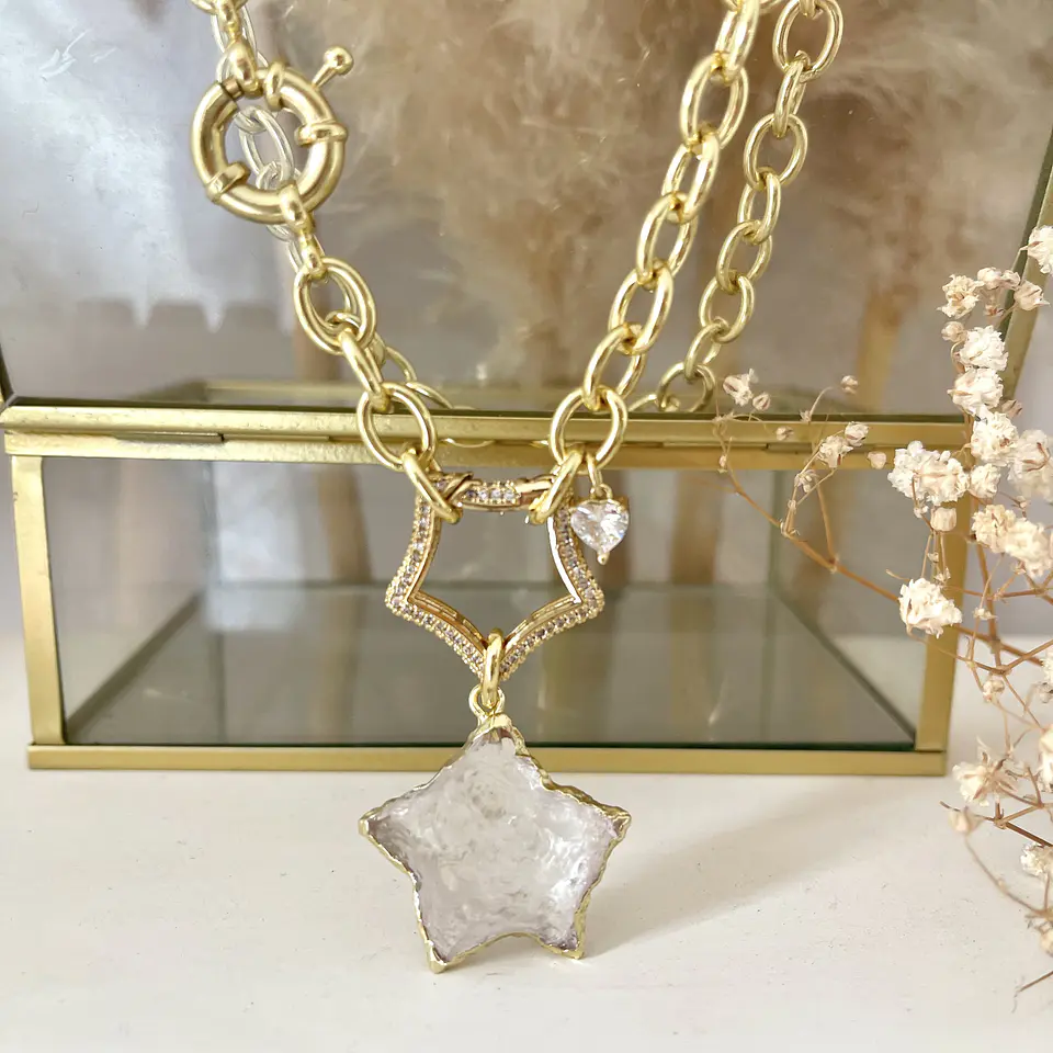 Collar Dúo de Estrellas Cuarzo Gold 1