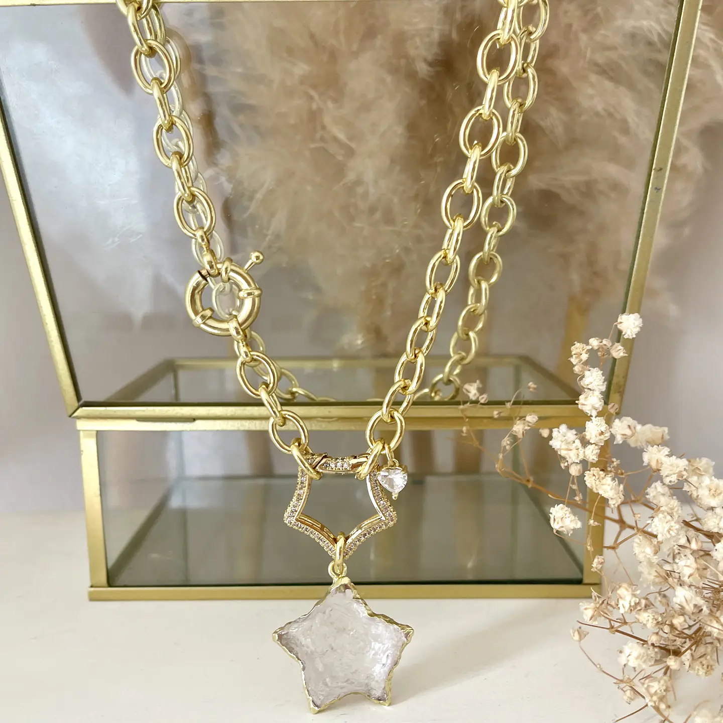 Collar Dúo de Estrellas Cuarzo Gold 4