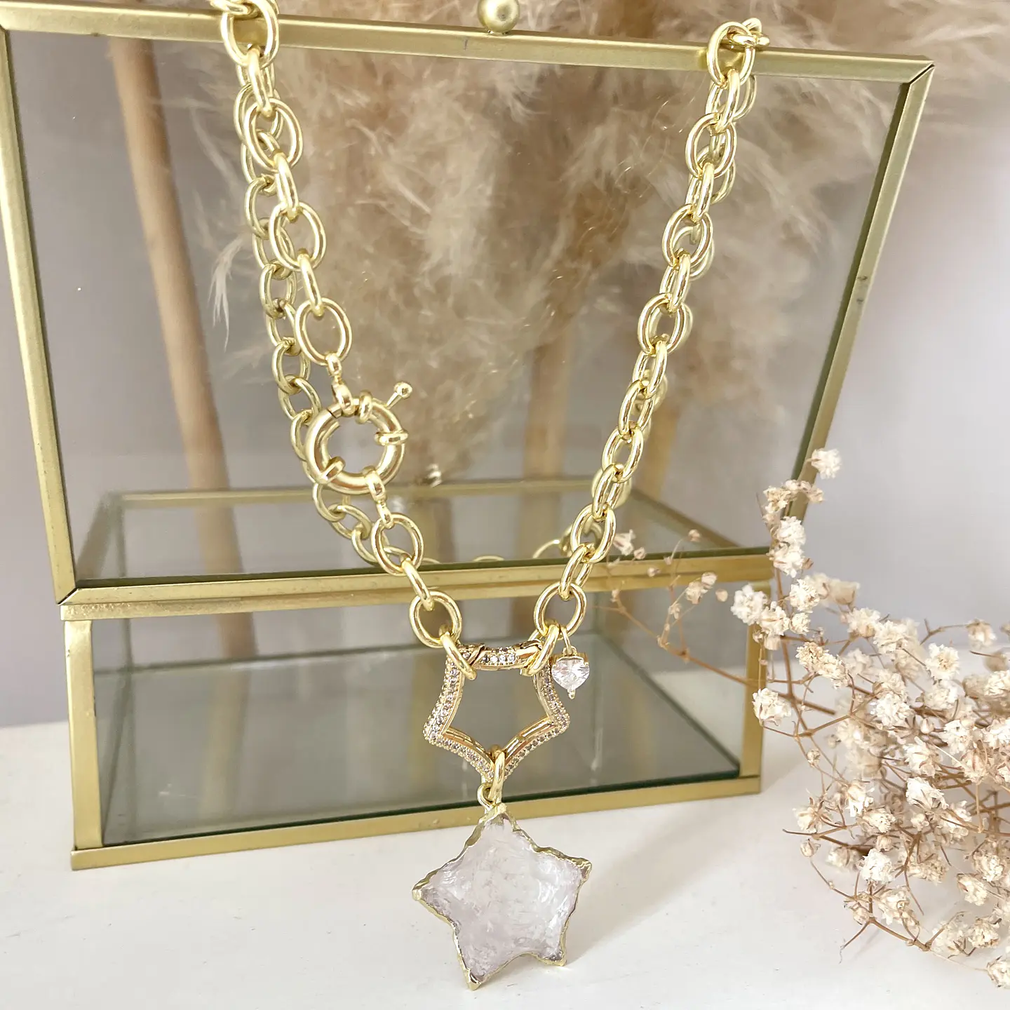 Collar Dúo de Estrellas Cuarzo Gold 5