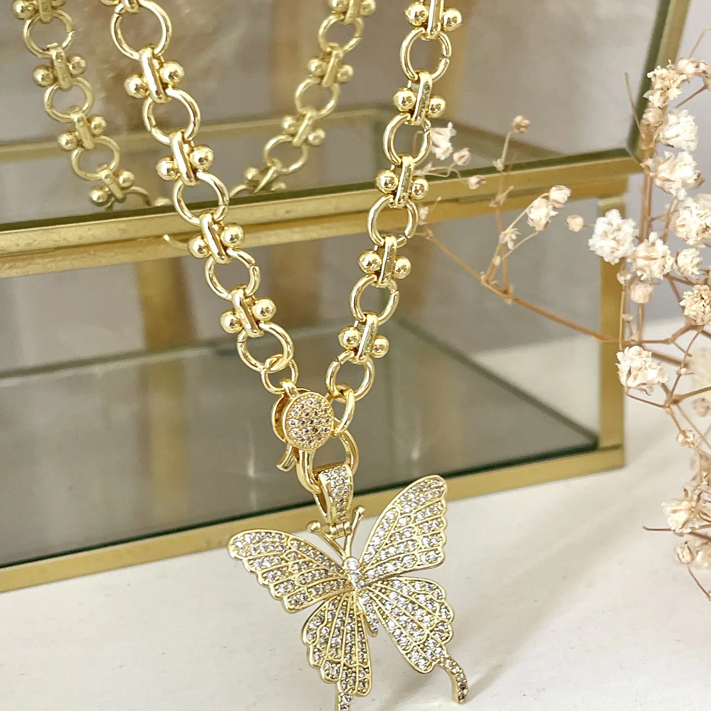 Collar Mariposa Full Circones eslabones mixtos gold 5
