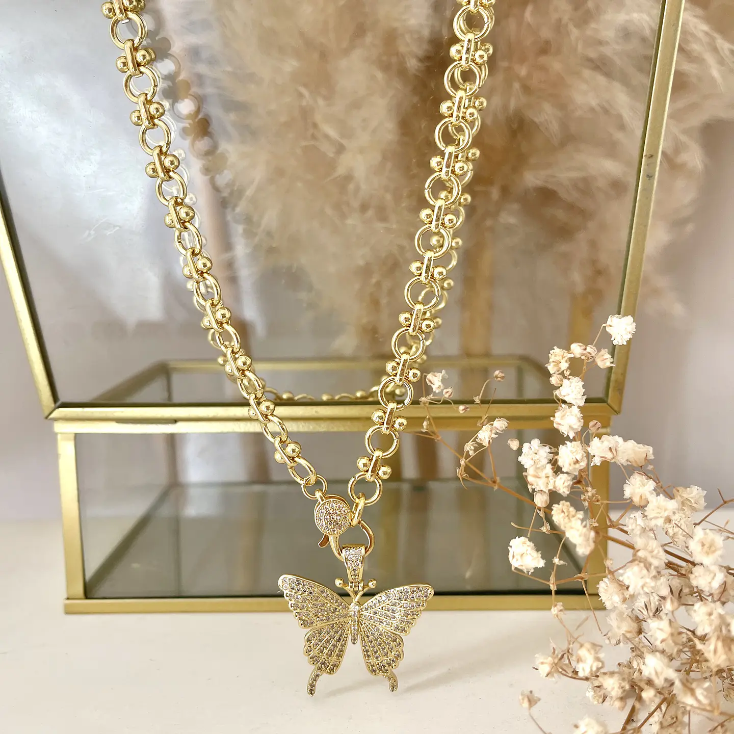 Collar Mariposa Full Circones eslabones mixtos gold 2