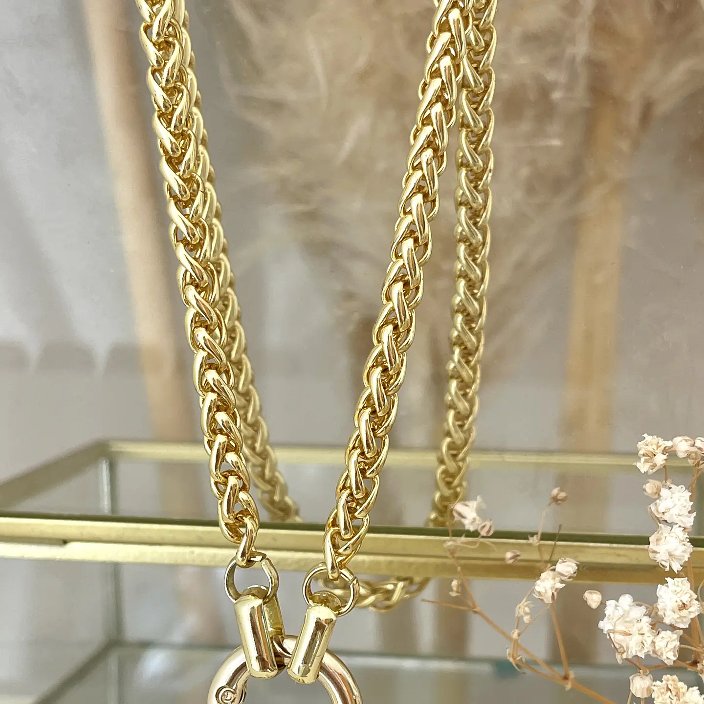 Collar Moneda Francesa Cordón Trigo enchapado gold 6