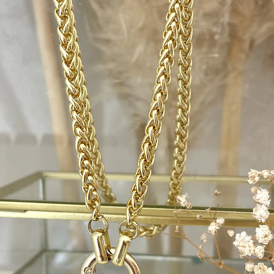 Collar Moneda Francesa Cordón Trigo enchapado gold 6