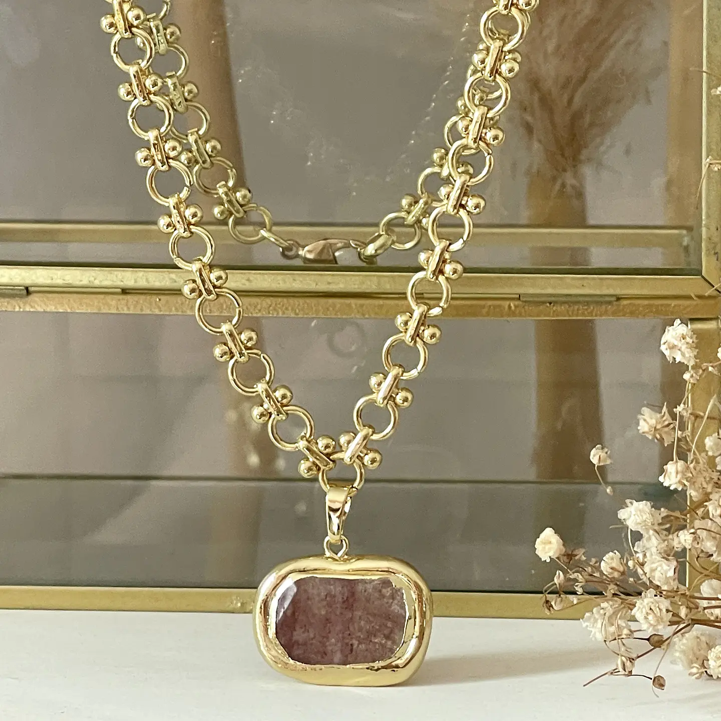 Collar Cuarzo de Fuego Gold 1