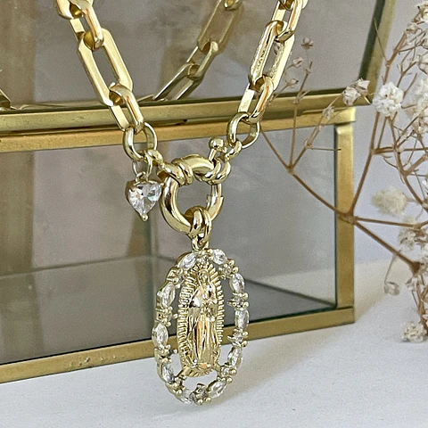 Collar Medalla Virgen Guadalupe Circones Gold 