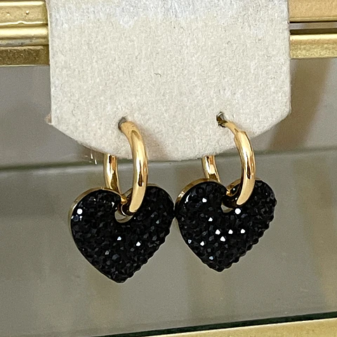 Aros Corazones Circones Black