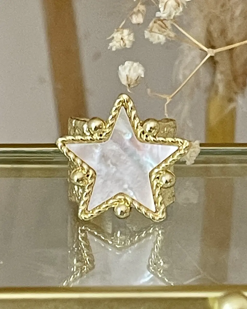 Anillo Estrella Nácar Martillado Gold 1