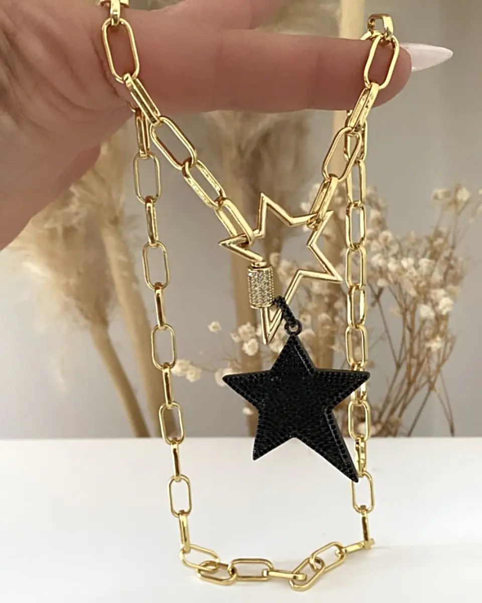 Collar Dúo Maxi Estrellas Rockeras circones Black Gold 1