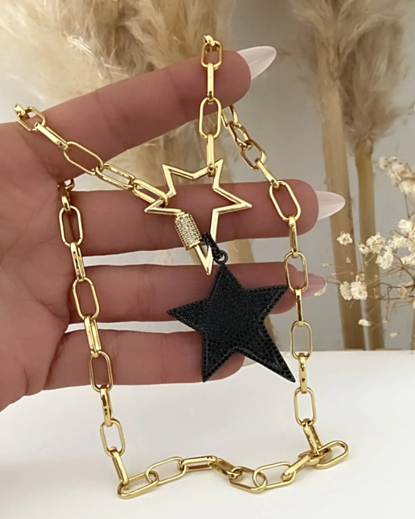 Collar Dúo Maxi Estrellas Rockeras circones Black Gold 2