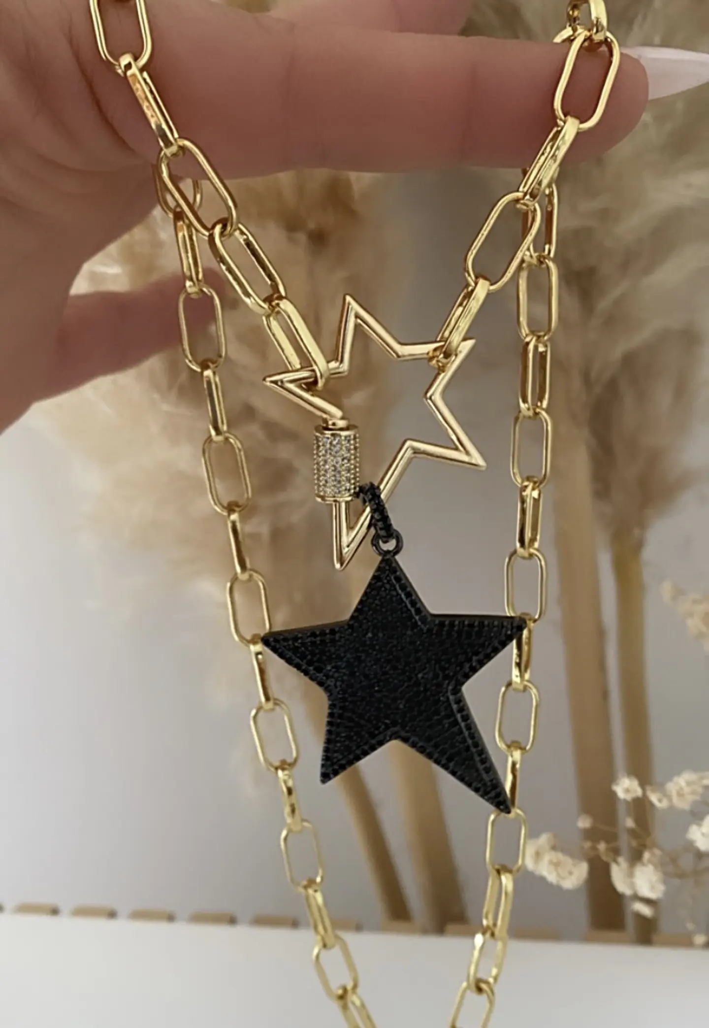 Collar Dúo Maxi Estrellas Rockeras circones Black Gold 3