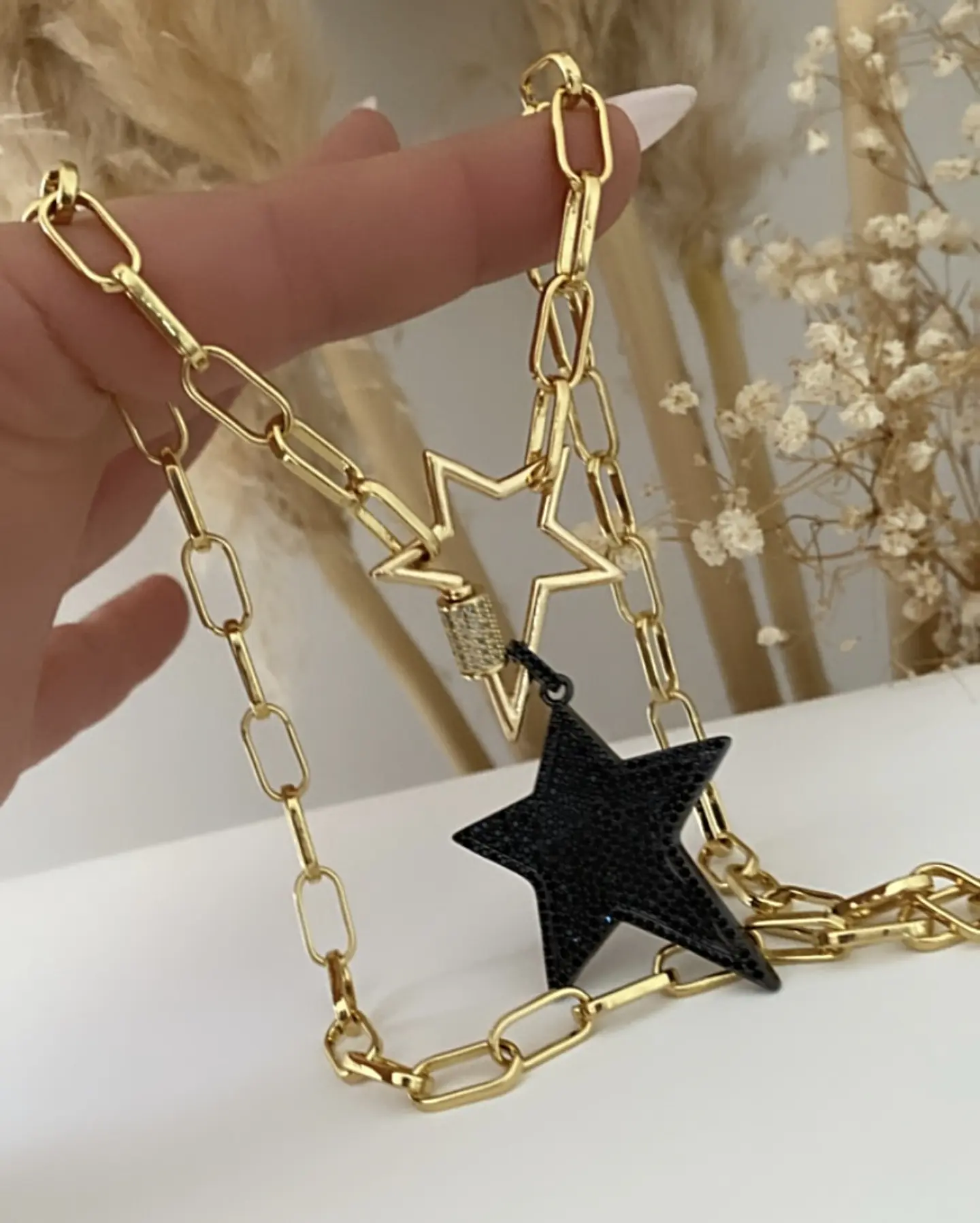 Collar Dúo Maxi Estrellas Rockeras circones Black Gold 4