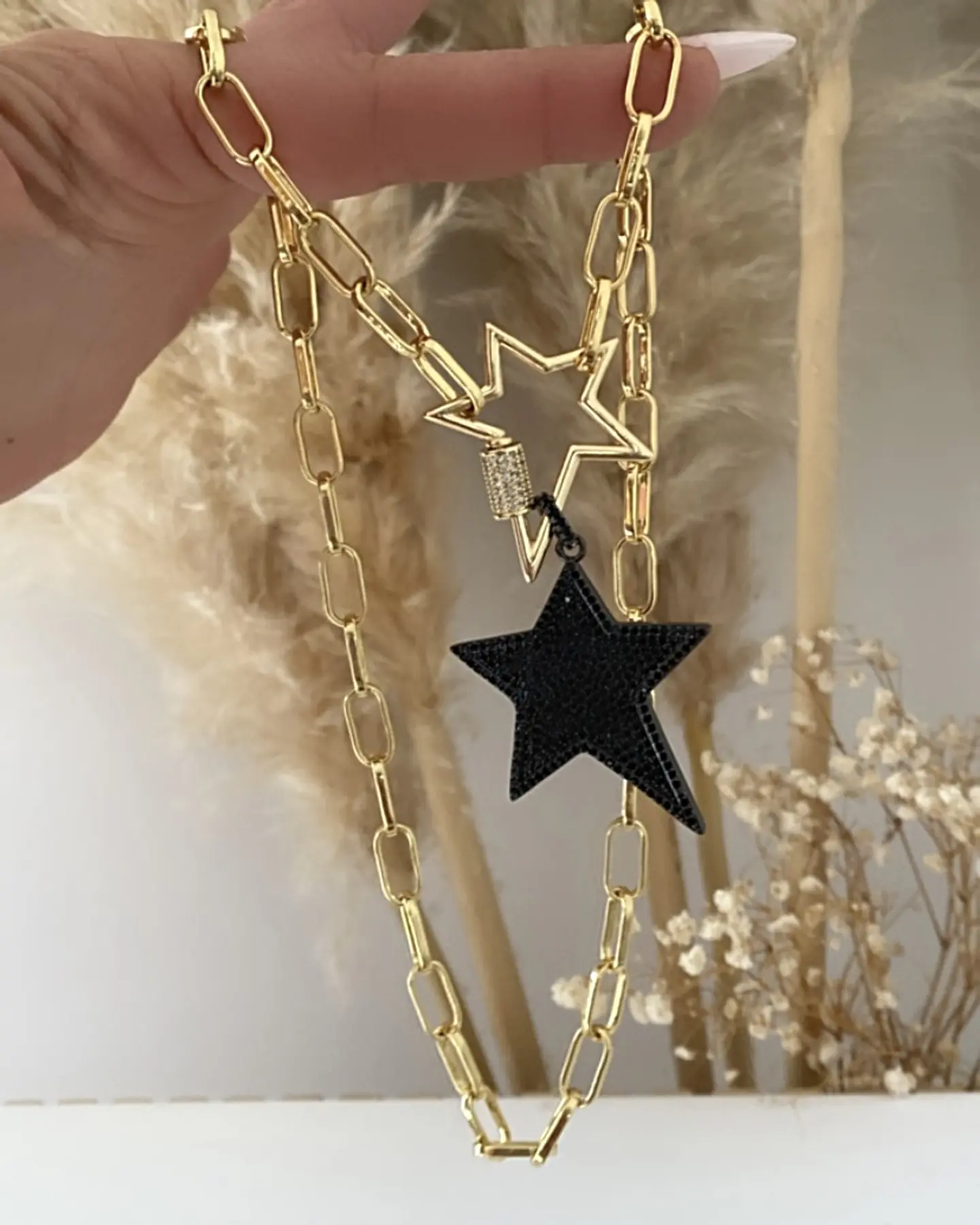 Collar Dúo Maxi Estrellas Rockeras circones Black Gold 5
