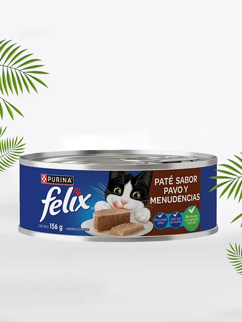 Alimento húmedo Felix Gato Paté sabor Pavo y Menudencias 156g