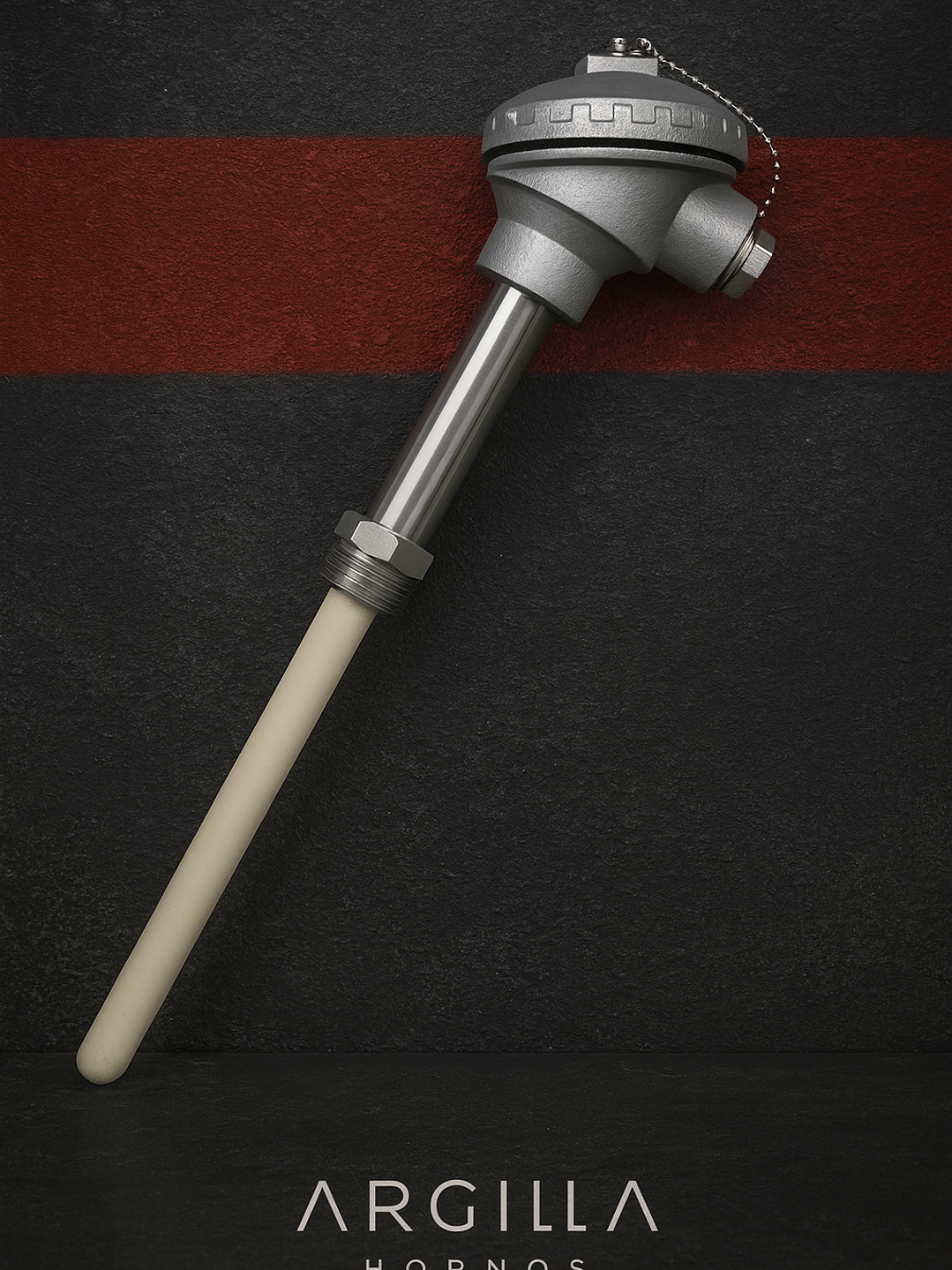 Termocupla tipo K con vaina y cabezal de aluminio 1