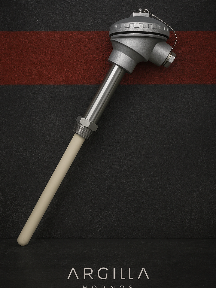 Termocupla tipo K con vaina y cabezal de aluminio 1