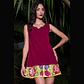 Vestido corto linea A con olán estampado - Miniatura 1