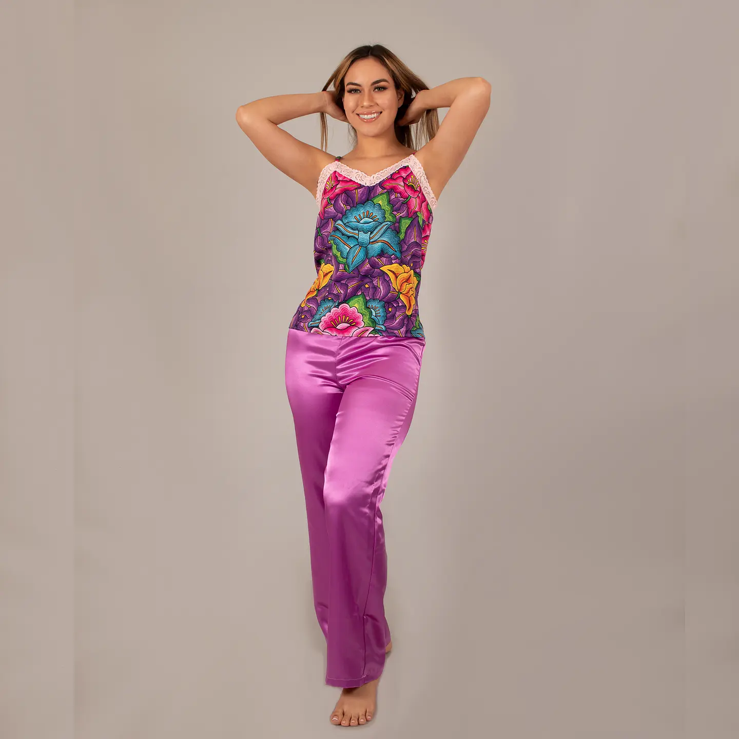 Pijama Satin Floral 2