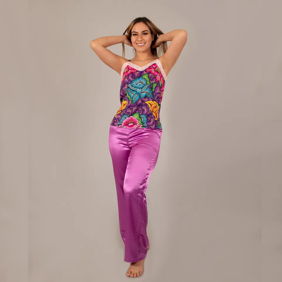 Pijama Satin Floral 2
