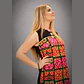 Vestido estampado textil de flores etnomexicano, sin margas, escote de gasa. - Miniatura 2