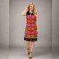 Vestido estampado textil de flores etnomexicano, sin margas, escote de gasa. - Miniatura 1