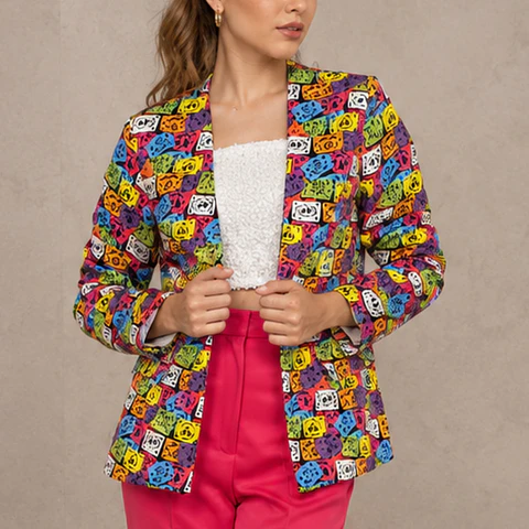 Chaqueta estampada manga larga