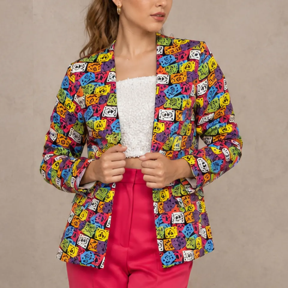 Chaqueta estampada manga larga 1