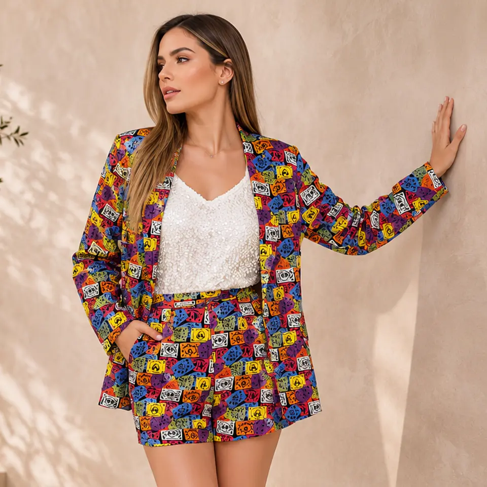 Conjunto de short y saco estampado 1
