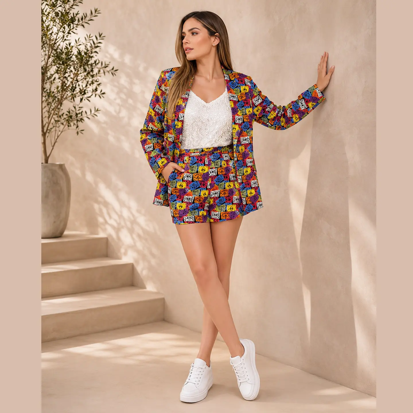 Conjunto de short y saco estampado 3