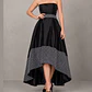 Vestido casual negro asimétrico con ceneja de encaje tejido en telar - Miniatura 2