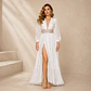 Vestido de gasa con cenefa bordada en cintura - Miniatura 1