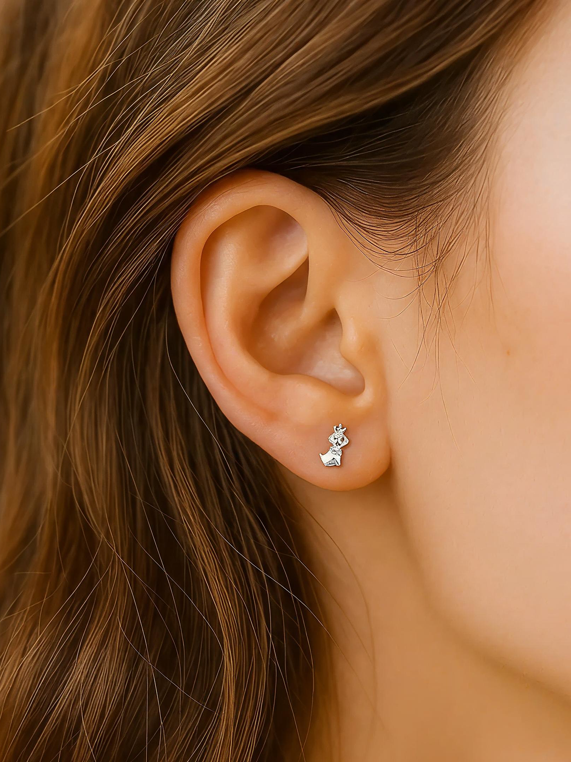 Aros Perrito con Corona Plata 925 2