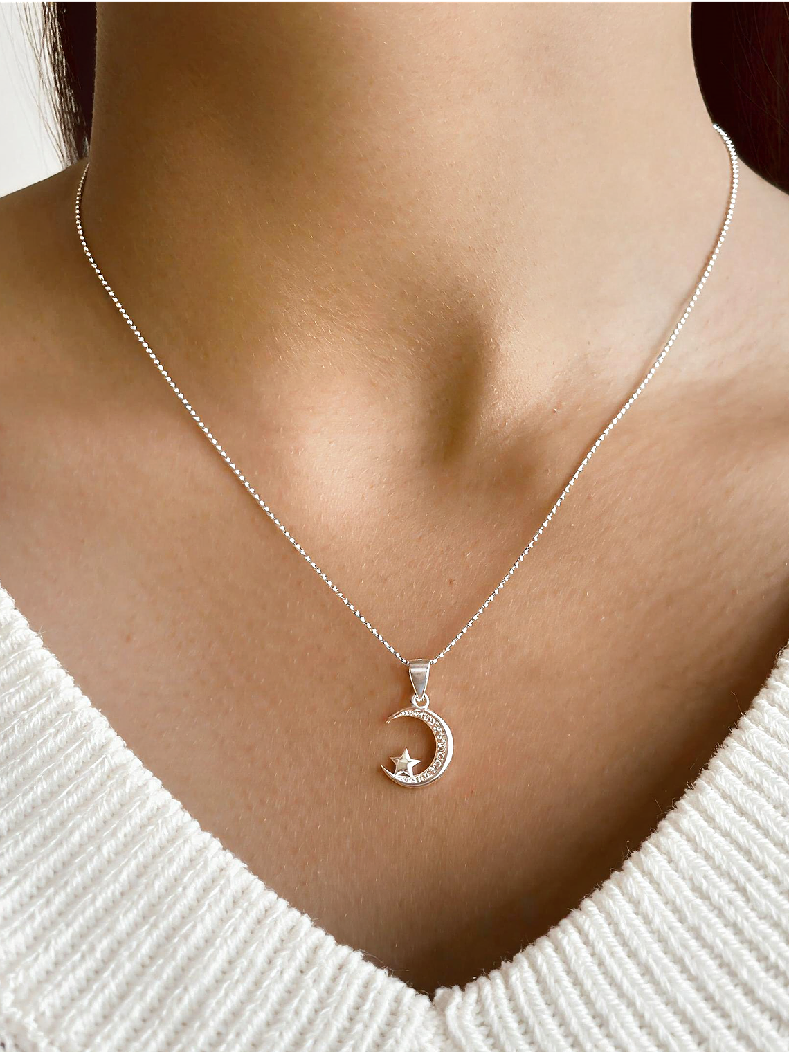 Collar Luna y Estrella Bolitas Plata 925 1