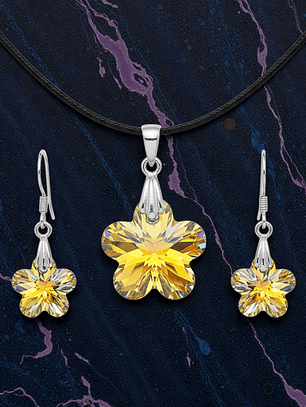 Conjunto Flor Cristal Tornasol Plata 925