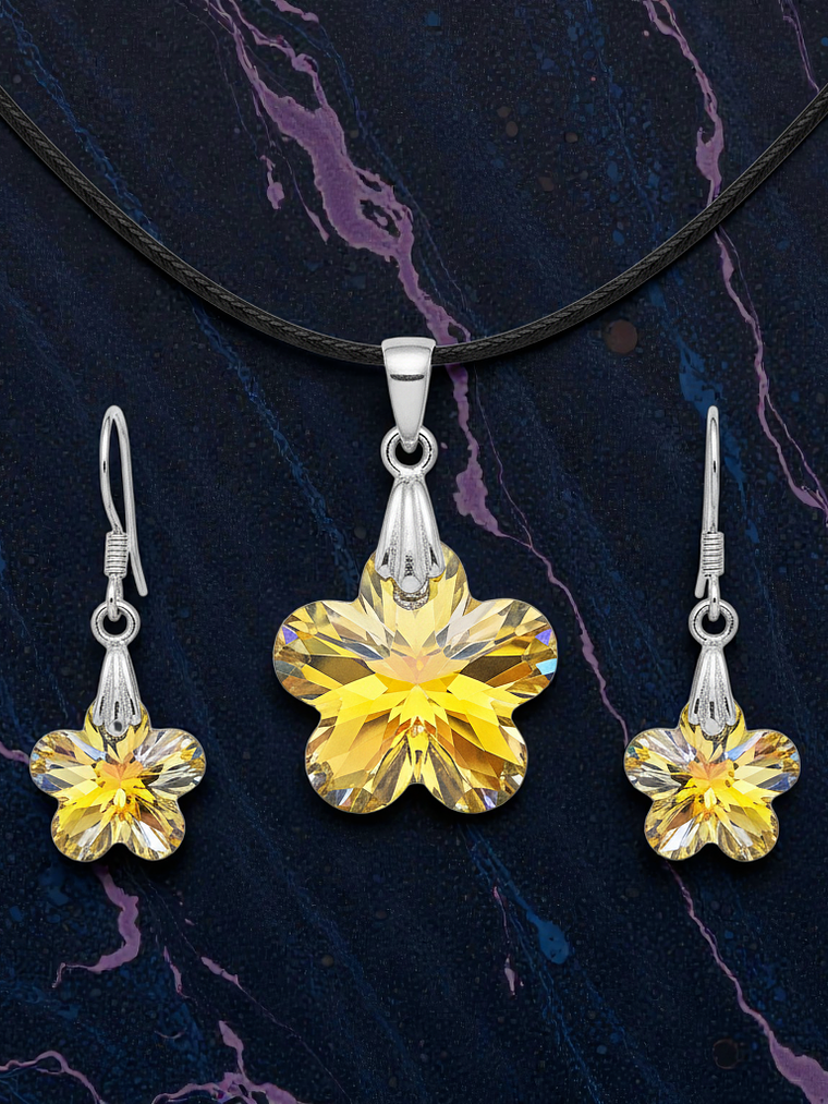 Conjunto Flor Cristal Tornasol Plata 925 1
