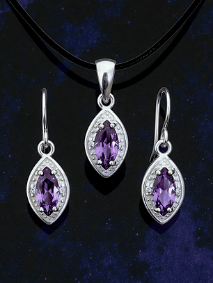 Conjunto Marquise Amatista Plata 925