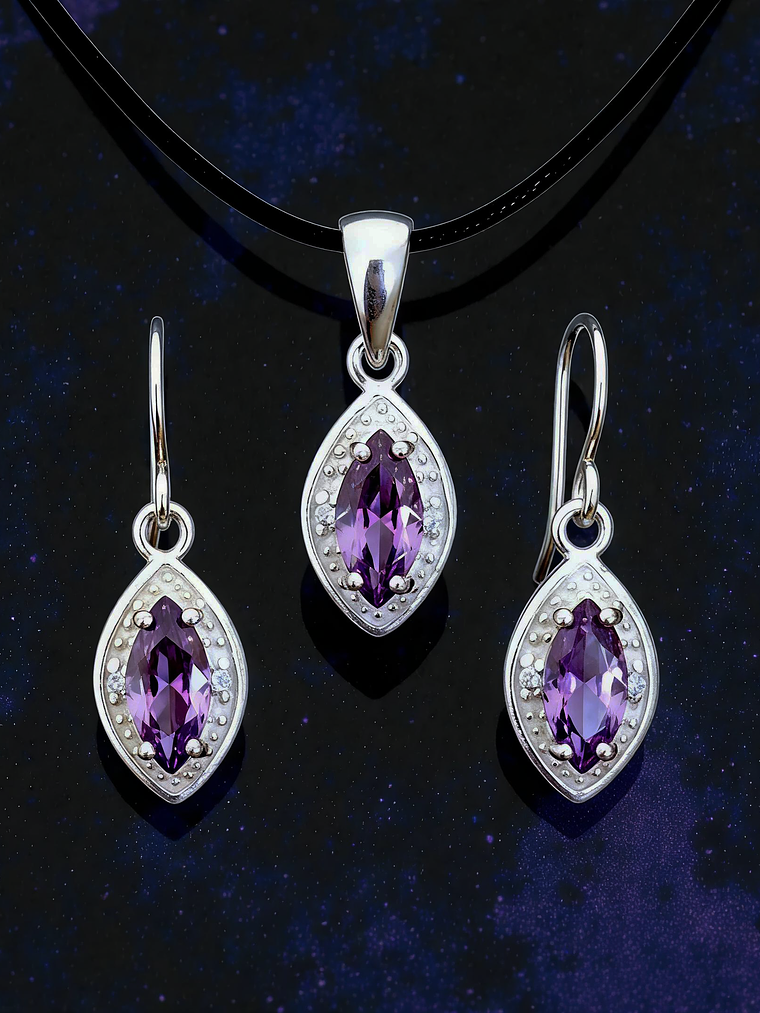 Conjunto Marquise Amatista Plata 925 1