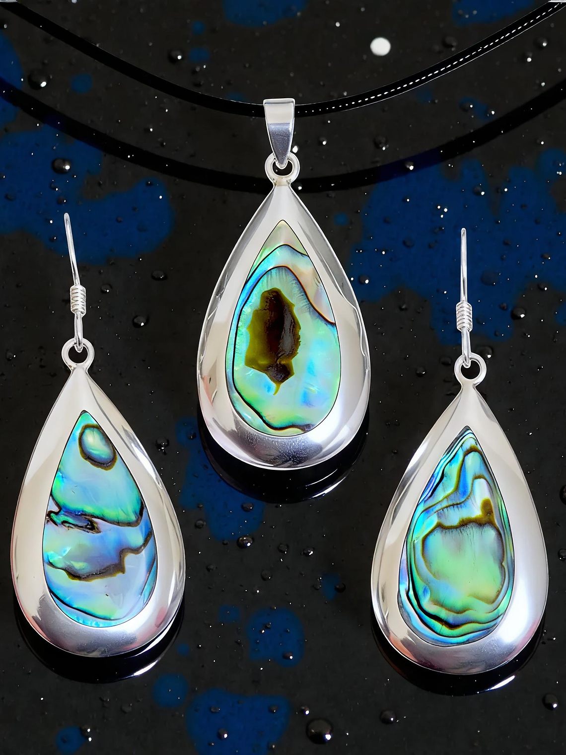 Conjunto Gota Abalón Plata 925 1