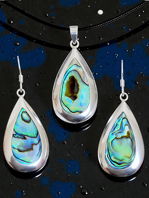 Conjunto Gota Abalón Plata 925